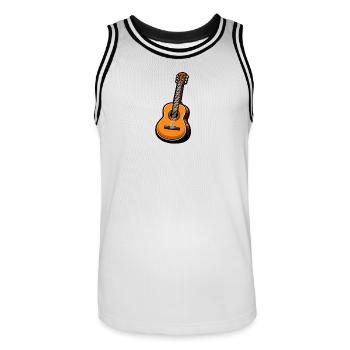 Guitare classique orange sur fond noir - Maillot de basket Homme - blanc/noir - Devant - AI Model Male 185 dark (185cm)