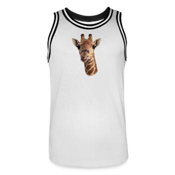 Giraffenkopf mit Zunge - Nahaufnahme - Männer Basketball-Trikot - Weiß/Schwarz - Vorne - AI Model Male 185 dark (185cm)