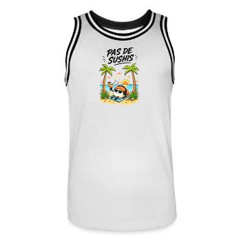 PAS DE SUSHIS - Maillot de basket Homme - blanc/noir - Devant - AI Model Male 185 dark (185cm)