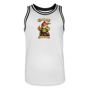 Garten-Gnom mit Bier und Spaten - Männer Basketball-Trikot - Weiß/Schwarz - Vorne - AI Model Male 185 dark (185cm)