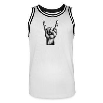 Pommelsgabel - Männer Basketball-Trikot - Weiß/Schwarz - Vorne - AI Model Male 185 dark (185cm)