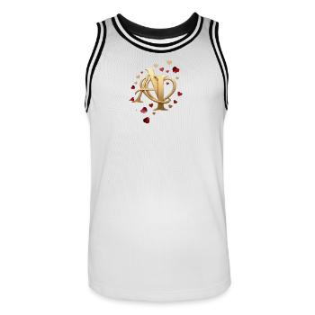 GoldeneInitialen AI mit Herzrahmen - Männer Basketball-Trikot - Weiß/Schwarz - Vorne - AI Model Male 185 dark (185cm)