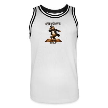Sprichwort Da steppt der Bär - Männer Basketball-Trikot - Weiß/Schwarz - Vorne - AI Model Male 185 dark (185cm)