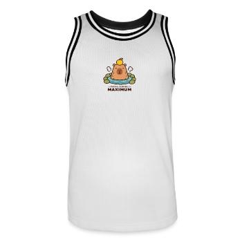 Niveau de Chill Maximum Onsen Capybara Kawaii - Maillot de basket Homme - blanc/noir - Devant - AI Model Male 185 dark (185cm)