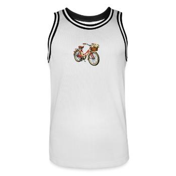 Vintage Fahrrad mit Blumenkorb - Männer Basketball-Trikot - Weiß/Schwarz - Vorne - AI Model Male 185 dark (185cm)