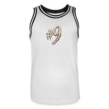 Kreide #9 Hashtag Stil - Männer Basketball-Trikot - Weiß/Schwarz - Vorne - AI Model Male 185 dark (185cm)