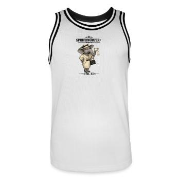Sprichwort Elefant im Porzellanladen - Männer Basketball-Trikot - Weiß/Schwarz - Vorne - AI Model Male 185 dark (185cm)