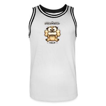 Sprichwort Den Mund zu voll genommen - Männer Basketball-Trikot - Weiß/Schwarz - Vorne - AI Model Male 185 dark (185cm)