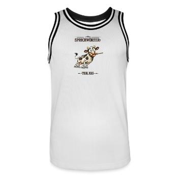 Sprichwort Die Kuh vom Eis holen - Männer Basketball-Trikot - Weiß/Schwarz - Vorne - AI Model Male 185 dark (185cm)