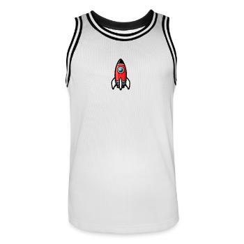 Comic Rocket Retro - Men's Basketball Jersey - white/black - Front - AI Model Male 185 dark (185cm)