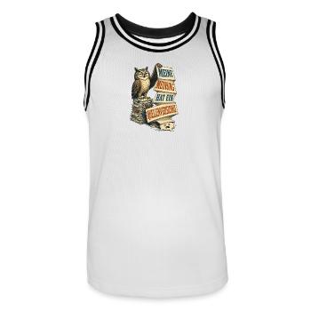 Meinung Mit Quellenverzeichnis – Eule - Männer Basketball-Trikot - Weiß/Schwarz - Vorne - AI Model Male 185 dark (185cm)