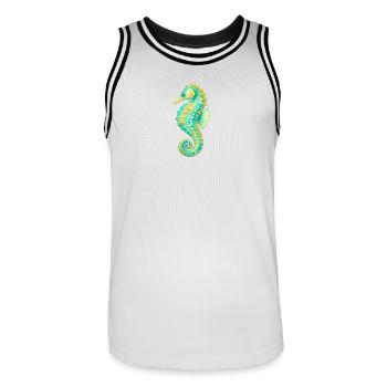 Hippocampe aquarelle - Maillot de basket Homme - blanc/noir - Devant - AI Model Male 185 dark (185cm)