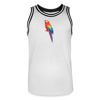 Coloration vibrante de perroquet - Maillot de basket Homme - blanc/noir - Devant - AI Model Male 185 dark (185cm)