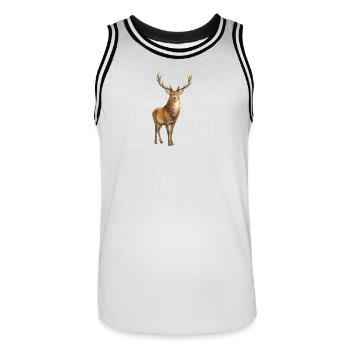 Aquarelle de cerf de forêt - Maillot de basket Homme - blanc/noir - Devant - AI Model Male 185 dark (185cm)