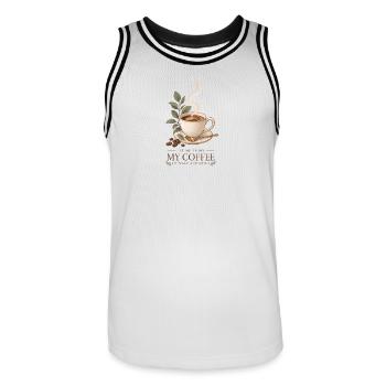 Laissez-moi profiter de mon café en paix et en silence - Maillot de basket Homme - blanc/noir - Devant - AI Model Male 185 dark (185cm)