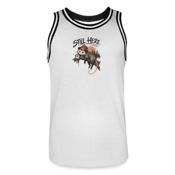 Toujours ici, opossum - Maillot de basket Homme - blanc/noir - Devant - AI Model Male 185 dark (185cm)