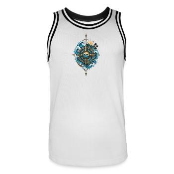 Boussole Polynésienne - Esprit Océan & Voyage - Maillot de basket Homme - blanc/noir - Devant - AI Model Male 185 dark (185cm)