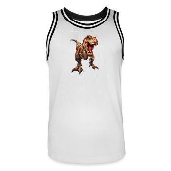 Low Poly Tyrannosaurus - Men's Basketball Jersey - white/black - Front - AI Model Male 185 dark (185cm)