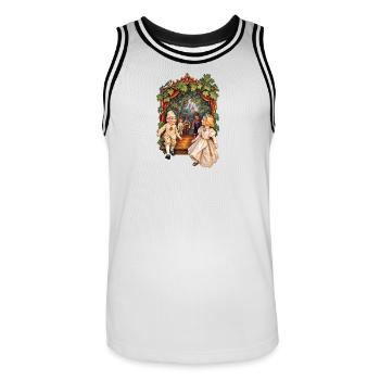 Dolls on strings - Men's Basketball Jersey - white/black - Front - AI Model Male 185 dark (185cm)
