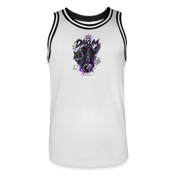 DAKUM Demonic Wolf in the Glow of Night - Men's Basketball Jersey - white/black - Front - AI Model Male 185 dark (185cm)