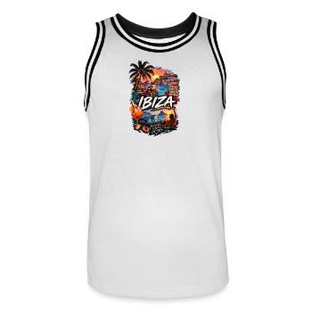Ibiza Feeling  - Männer Basketball-Trikot - Weiß/Schwarz - Vorne - AI Model Male 185 dark (185cm)