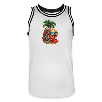 Homard hawaïen sur la plage - Maillot de basket Homme - blanc/noir - Devant - AI Model Male 185 dark (185cm)