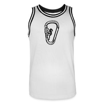 Climbing Carabiner Girls Women - Men's Basketball Jersey - white/black - Front - AI Model Male 185 dark (185cm)