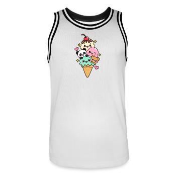 Glaces kawaii  - Maillot de basket Homme - blanc/noir - Devant - AI Model Male 185 dark (185cm)