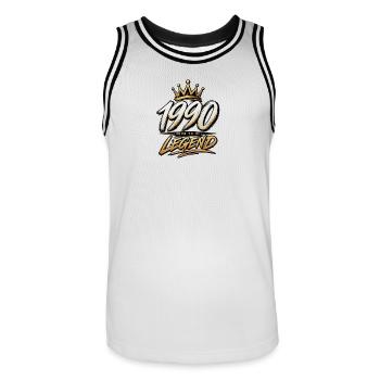 1990 Born: Legend with crown - Men's Basketball Jersey - white/black - Front - AI Model Male 185 dark (185cm)