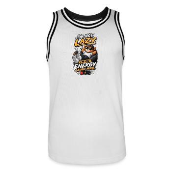 Je ne suis pas paresseux – Mode économie d’énergie - Maillot de basket Homme - blanc/noir - Devant - AI Model Male 185 dark (185cm)