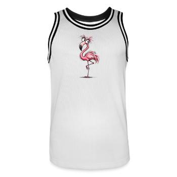 Flamingo Cartoon Pink Groove - Maillot de basket Homme - blanc/noir - Devant - AI Model Male 185 dark (185cm)
