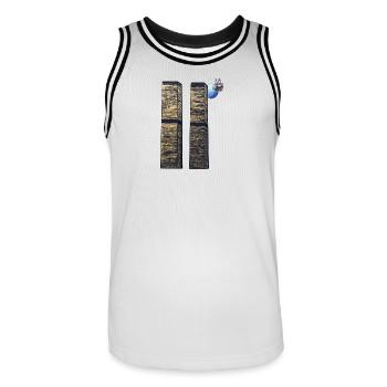 The two Towers - Men's Basketball Jersey - white/black - Front - AI Model Male 185 dark (185cm)
