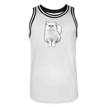 Chat bizarre - Maillot de basket Homme - blanc/noir - Devant - AI Model Male 185 dark (185cm)