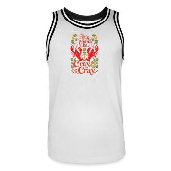 Crayfish party - It's going to be cray cray - Men's Basketball Jersey - white/black - Front - AI Model Male 185 dark (185cm)