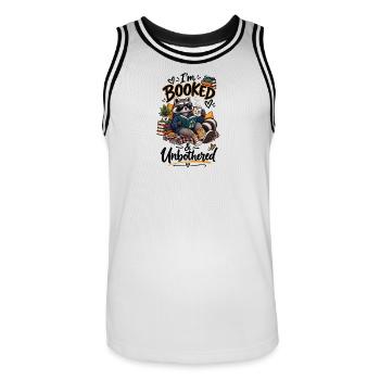 Booked & Unbothered Book Lover - Maillot de basket Homme - blanc/noir - Devant - AI Model Male 185 dark (185cm)