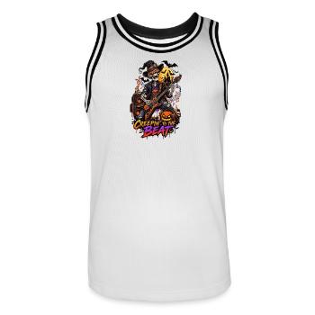 Creepin' to the Beat – Halloween Rock - Maillot de basket Homme - blanc/noir - Devant - AI Model Male 185 dark (185cm)