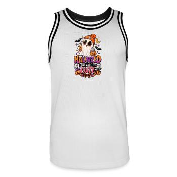  Haunted But Make It Cute Halloween - Maillot de basket Homme - blanc/noir - Devant - AI Model Male 185 dark (185cm)