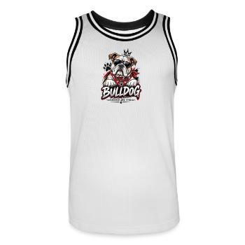 Bulldog Lover Vintage Dog Design - Maillot de basket Homme - blanc/noir - Devant - AI Model Male 185 dark (185cm)