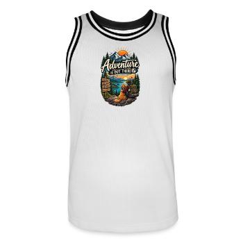 Adventure Is Out There – Hiking & Camping - Maillot de basket Homme - blanc/noir - Devant - AI Model Male 185 dark (185cm)