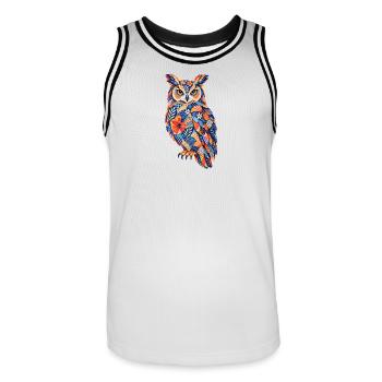 PatchworkOwl Blaze of Colors - Maillot de basket Homme - blanc/noir - Devant - AI Model Male 185 dark (185cm)