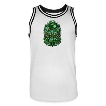 Emblème du zodiaque du Cancer d’Émeraude - Maillot de basket Homme - blanc/noir - Devant - AI Model Male 185 dark (185cm)
