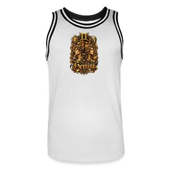 Golden Gemini Zodiac Art - Men's Basketball Jersey - white/black - Front - AI Model Male 185 dark (185cm)