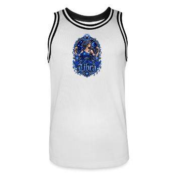 Déesse de la Nuit Balance Bleue - Maillot de basket Homme - blanc/noir - Devant - AI Model Male 185 dark (185cm)