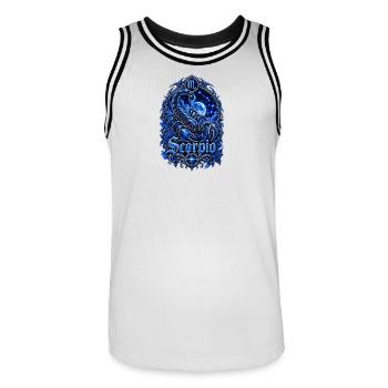 Armique du zodiaque du Scorpion bleu - Maillot de basket Homme - blanc/noir - Devant - AI Model Male 185 dark (185cm)