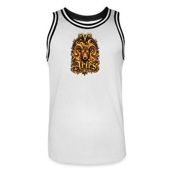 Nébuleuse du bélier d’or du Bélier en Bélier - Maillot de basket Homme - blanc/noir - Devant - AI Model Male 185 dark (185cm)