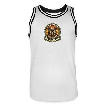 Bulldog – Fier et Puissant - Maillot de basket Homme - blanc/noir - Devant - AI Model Male 185 dark (185cm)