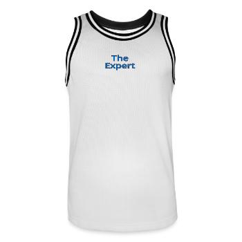 The Expert Typo Tee - Männer Basketball-Trikot - Weiß/Schwarz - Vorne - AI Model Male 185 dark (185cm)