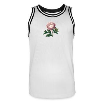 Traditionelle Pfingstrose - Vintage Rosa Aquarel - Männer Basketball-Trikot - Weiß/Schwarz - Vorne - AI Model Male 185 dark (185cm)
