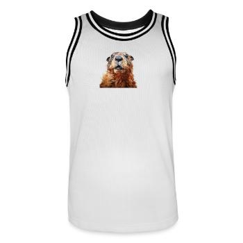Murmeltier schaut erschreckt - Männer Basketball-Trikot - Weiß/Schwarz - Vorne - AI Model Male 185 dark (185cm)