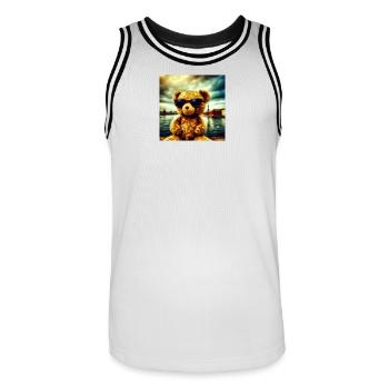 Teddy goes Wild - Männer Basketball-Trikot - Weiß/Schwarz - Vorne - AI Model Male 185 dark (185cm)